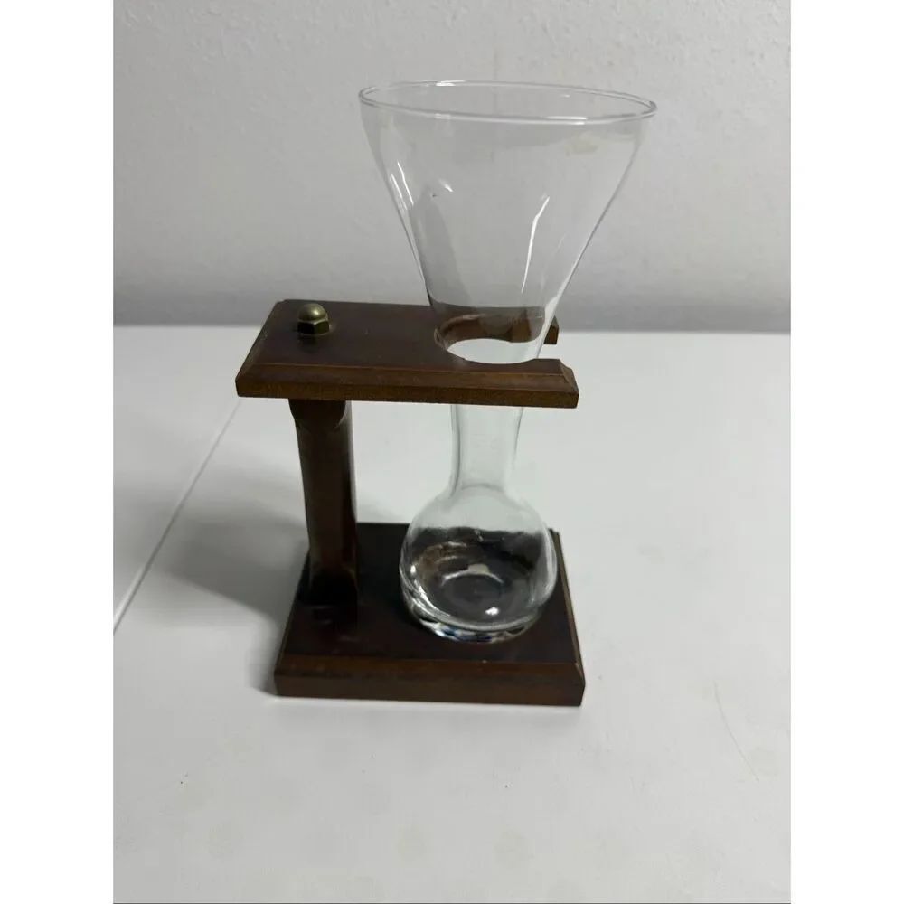 Rare Vintage Quarter Yard Ale Beer Glass With Wooden Stand